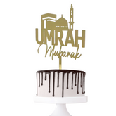 Cake topper Umrah Mubarak acrylique or miroir pour gâteaux