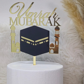 Cake topper Umrah Mubarak acrylique doré miroir Décoration De Gâteau