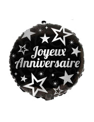 Ballon métal joyeux anniversaire argenté 45 cm