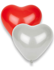 8 Ballons coeurs rouges et blancs 33 x 36 cm