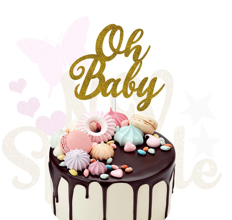 Cake Topper Oh baby , baby shower oh baby....