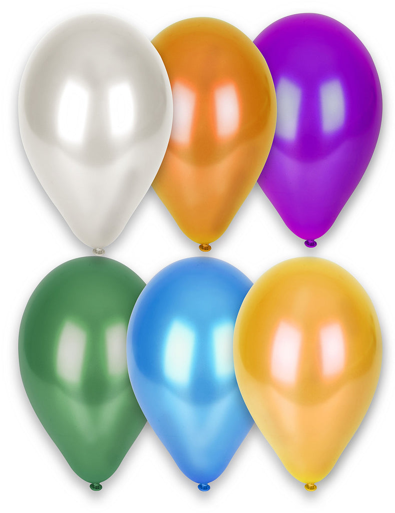 12 Ballons métallisés multicolores 28 cm
