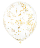 6 Ballons en latex transparents avec confettis ocre doré 30 cm